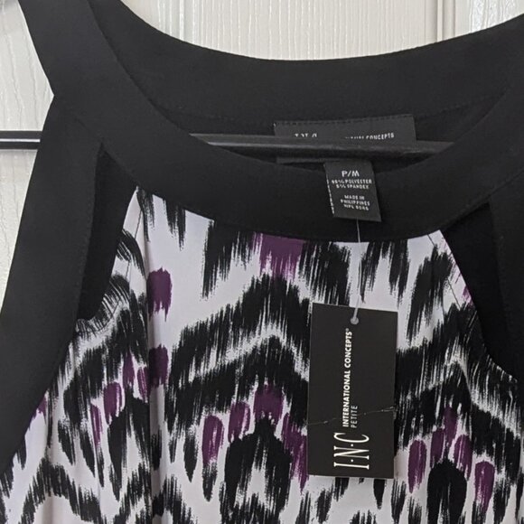 INC International- Boho Escape Halter top. PM (purple/black & white) NWT - Picture 6 of 8